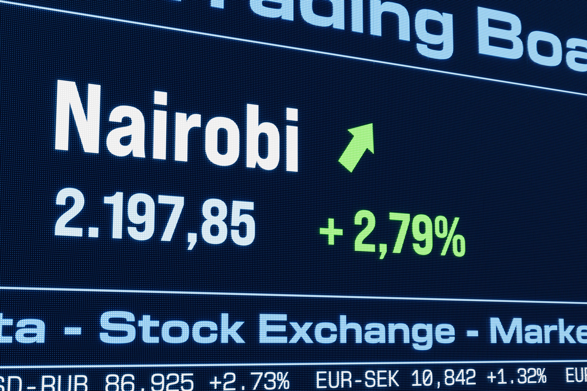 Nairobi stock index moving up.